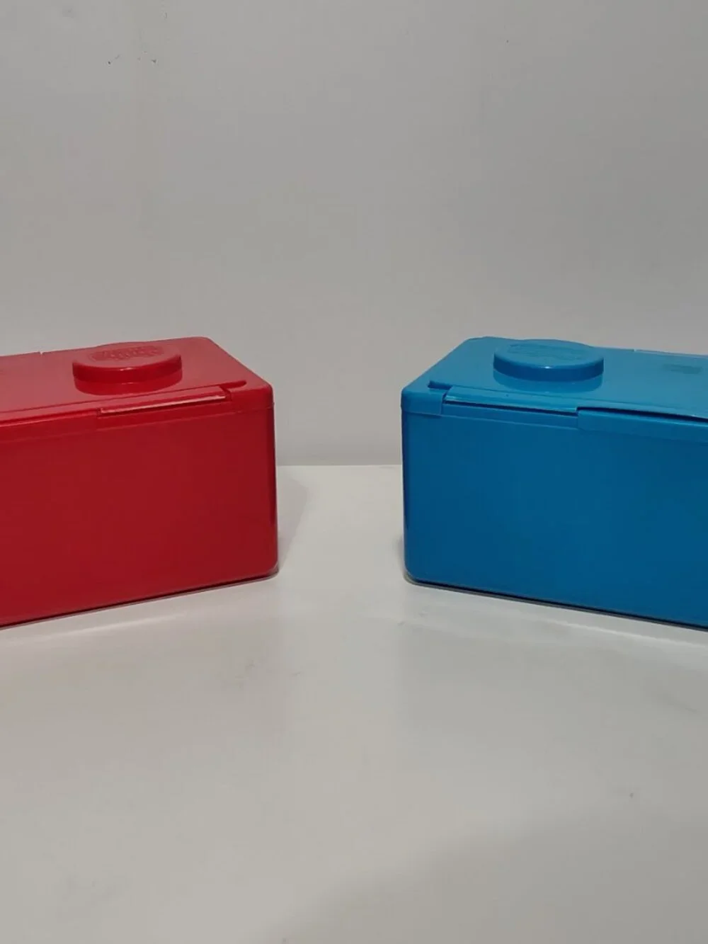 Vintage Chubs Stackables Lot of 2 Red Blue Plastic Baby Wipe Storage Containers